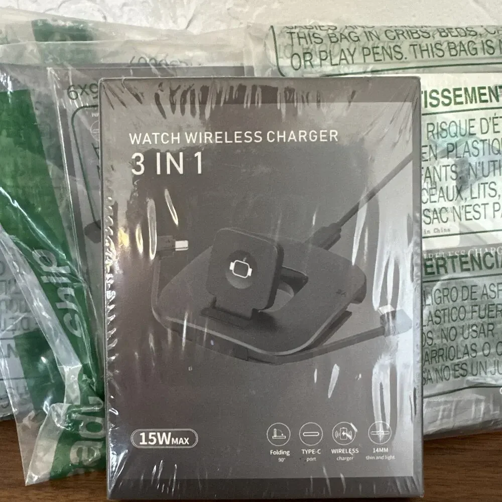 Lot of 5, 3-in-1 Apple Watch/Headphones Wireless Chargers (New)